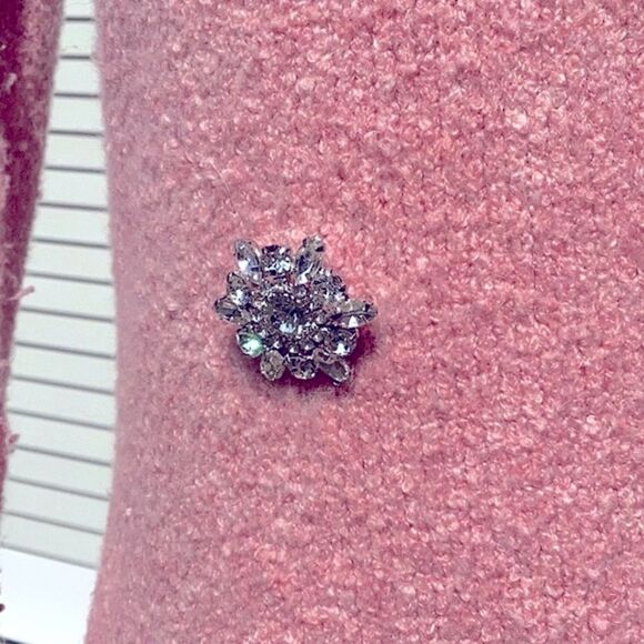 EXPRESS WOMENS SWEATER BLAZER DOUBLE BREASTED RHINESTONE EMBELLISHED PINK XS - Picture 5 of 7